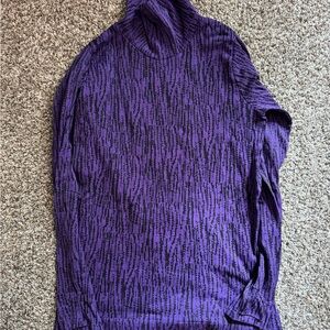 Purple and Black Patterned Turtleneck Top